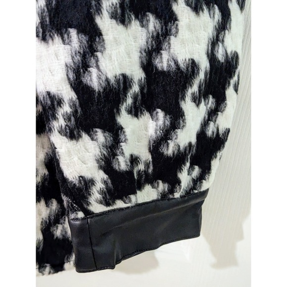 Vince Camuto Houndstooth Shacket Faux Leather Trim Jacket Button Down L NWT $149 - Picture 8 of 12